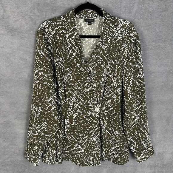 J Jill Wearever Collection Top Womens 2X Green One Button Easy Care Career Chic - Picture 1 of 12